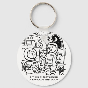 Porte-clés Dessin animé d'astronautes dans un vaisseau spatia