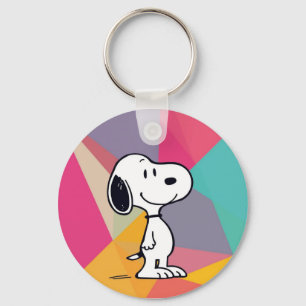 Porte-clés Dessin animé de bichon joueur Art géométrique Pop