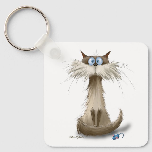 Porte-clés Dessin animé de chat siamois (Recto)