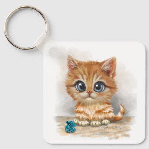 Porte-clés Dessin animé de chaton orange