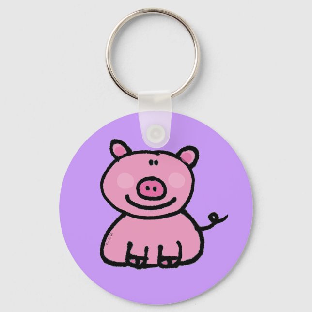 Porte-clés Dessin animé de cochon rose mignon (Recto)