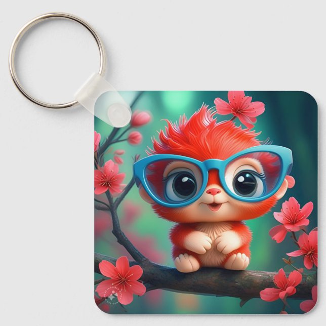 Porte-clés Dessin animé de créature fantastique mignonne avec (Recto)