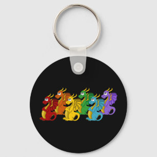 Porte-clés Dessin animé de dragons colorés arc-en-ciel 