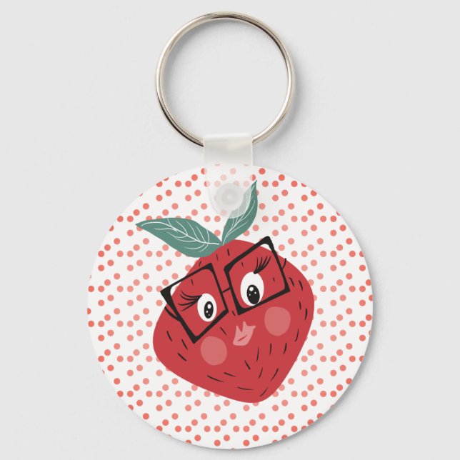 Porte-clés Dessin animé de fraise mignonne dessiné à la main  (Recto)