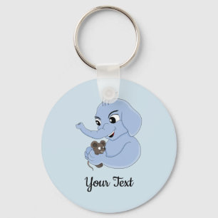 Porte-clés dessin animé de garçon éléphant mignon