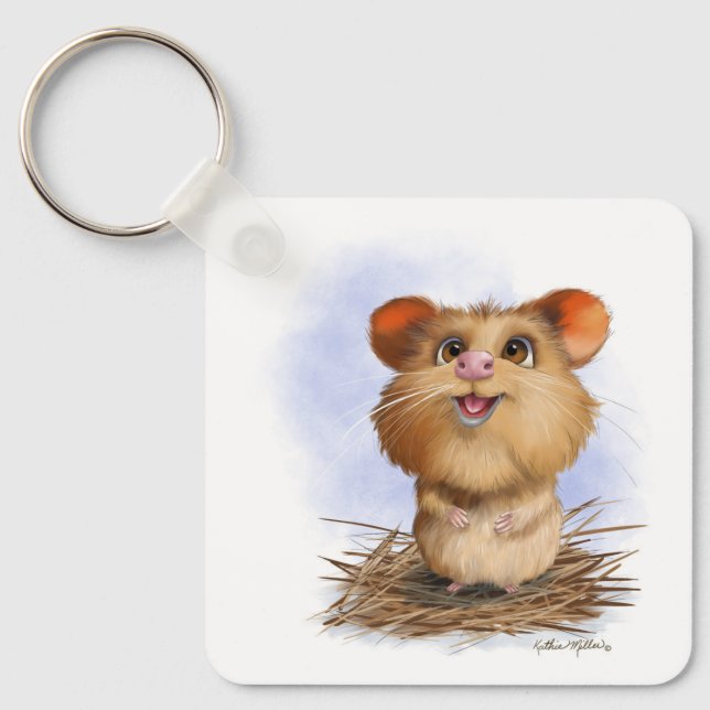 Porte-clés Dessin animé de hamster mignon et duveteux (Recto)