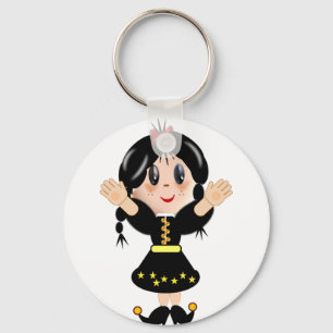 Porte-clés Dessin animé de petite fille mignonne et heureuse