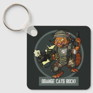 Porte-clés Dessin animé de soldat chat orange Les chats orang