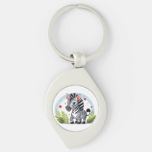 Porte-clés Dessin animé de zèbre mignon (Devant)