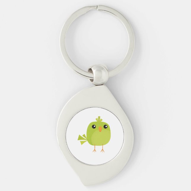 Porte-clés Dessin animé d'oiseau vert (Devant)