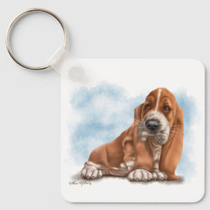 Porte-clés Dessin animé d'un adorable chiot Basset