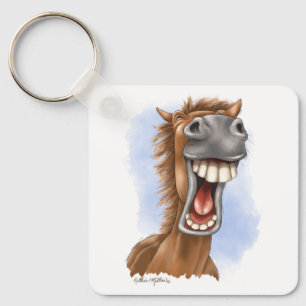 Porte-clés Dessin animé hilarant d'un cheval riant