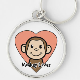 Porte-clés Dessin animé mignon Clip Art Singe d'amour sourian