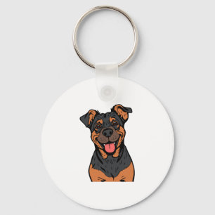 Porte-clés Dessin animé Rottweiler heureux - Chien mignon et