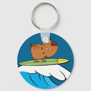 Porte-clés dessin animé sur le surf de chien