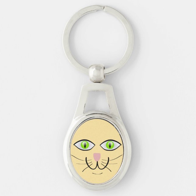 Porte-clés Dessin animé visage drôle de chat-29034 (Devant)