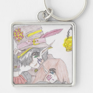 Porte-clés Dessin au crayon éffrayant de couleur du couple d'