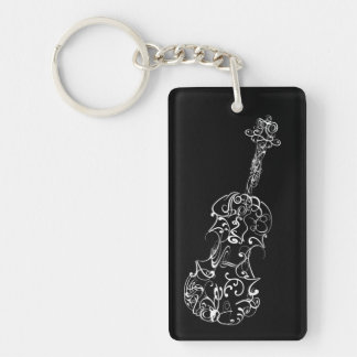 Porte-clés Dessin au trait blanc violon sur le noir