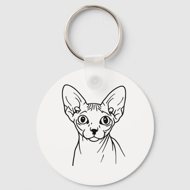 Porte-clés Dessin au trait élégant de chat Sphynx (Recto)