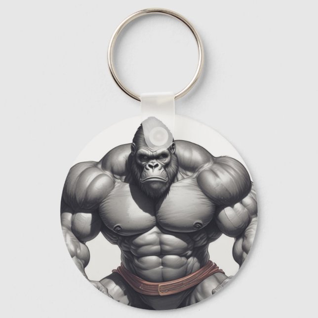 Porte-clés Dessin d'art pop de Gorilla Bodybuilder (Recto)