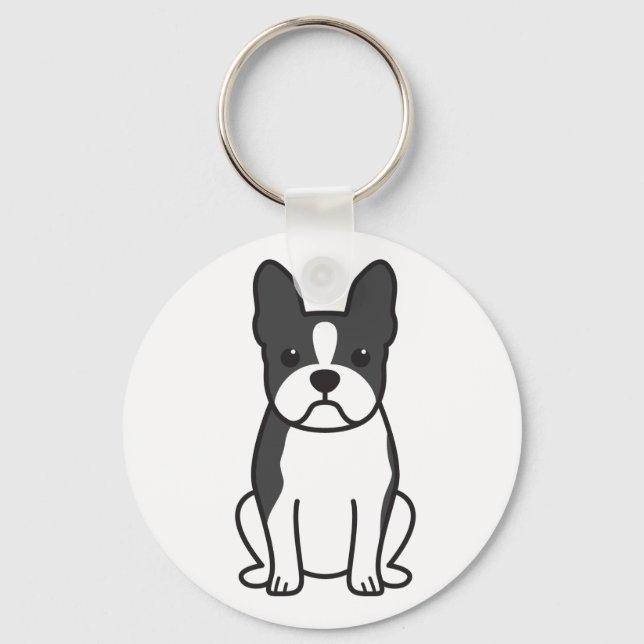 Porte-clés Dessin de Boston Terrier Dog (Recto)