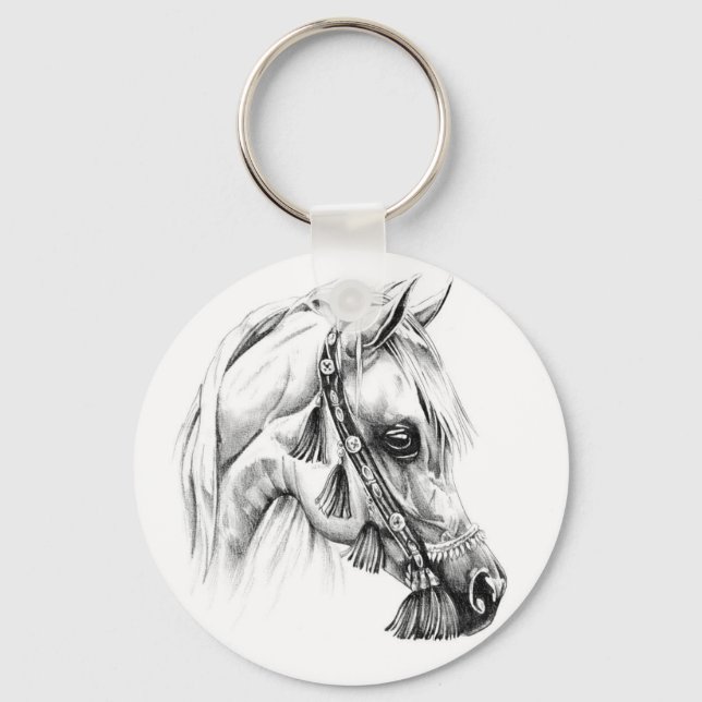 Porte-clés Dessin de cheval croquis artisanal (Recto)