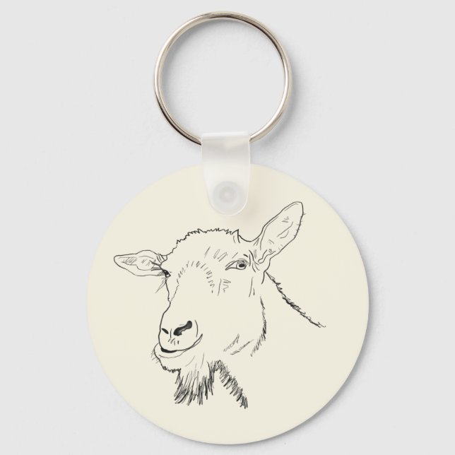 Porte-clés Dessin de chèvre drôle Art Design Animalier (Recto)