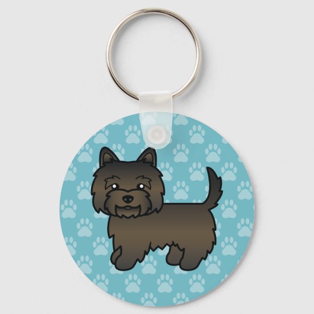 Porte-clés Dessin de chien de bande dessinée Terrier Cairn Br (Recto)
