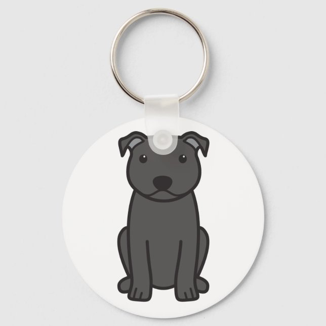 Porte-clés Dessin de Chien du Staffordshire Bull Terrier (Recto)