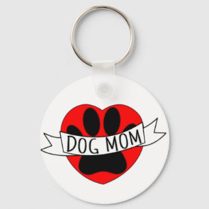 Porte-clés Dessin De Chien Maman Paw Et Red Heart