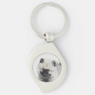 Porte-clés Dessin de chiot Keeshond - Art original de chien m