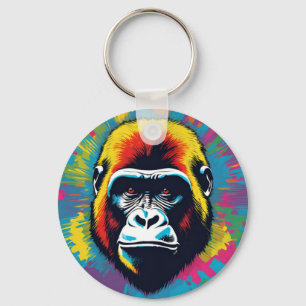 Porte-clés Dessin de dessin de peinture Gorilla Pop