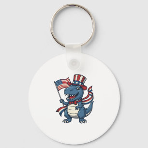 Porte-clés Dessin de dinosaure patriotique vintage pour t-shi