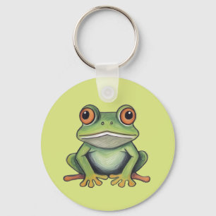 Porte-clés Dessin de grenouille au crayon de couleur