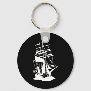 Porte-clés Dessin de ligne de voile nautique océan mer yacht