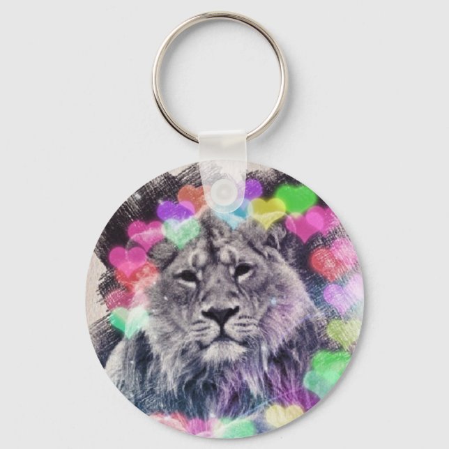 Porte-clés Dessin de Lion Heart Bokeh Art numérique (Recto)