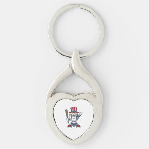 Porte-clés Dessin de mascotte de baseball patriotique gravure