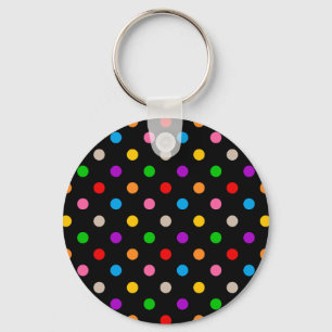Porte-clés Dessin de points noirs colorés arc-en-ciel 