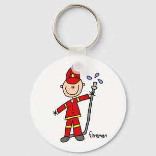 Porte-clés Dessin de pompier bonhomme allumette