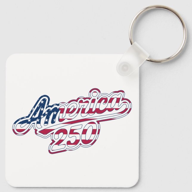 Porte-clés Dessin de script de drapeau pour l'Amérique 250 Se (Dos)