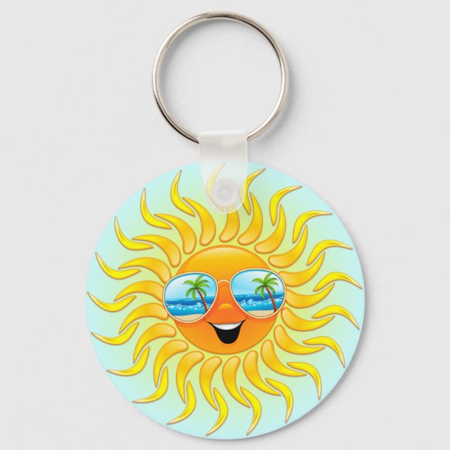 Porte-clés Dessin d'été avec lunettes de soleil porte - clé (Recto)
