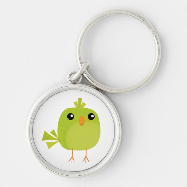 Porte-clés Dessin d'oiseau vert (Devant)