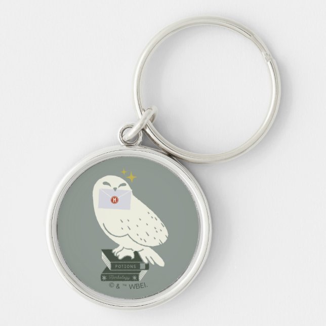 Porte-clés Dessin fantaisiste d'Hedwig avec lettre (Devant)