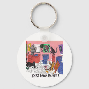 Porte-clés Dessin humoristique de couleur des chats de