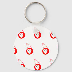 Porte-clés dessin humoristique en rouge blanc avec café desig