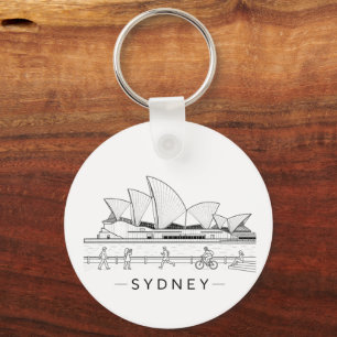 Porte-clés Dessin minimaliste de la Maison de l'Opéra de Sydn