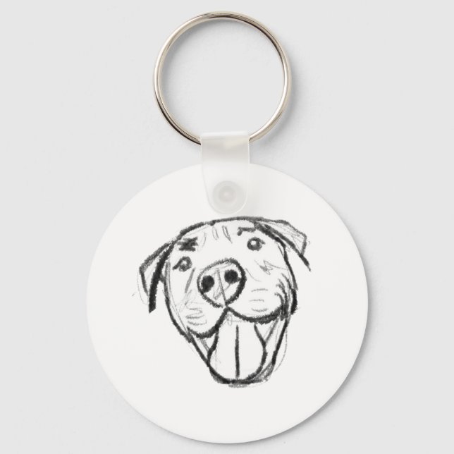 Porte-clés dessin pitbull simple amoureux des chiens noir bla (Recto)