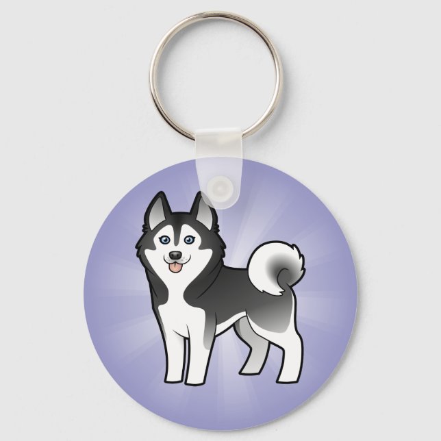 Porte-clés Dessin Sibérien Husky / Malamute d'Alaska (Recto)