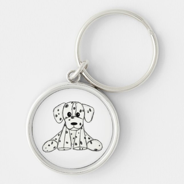 Porte-clés Dessin simple de contour de chien en peluche dalma (Devant)