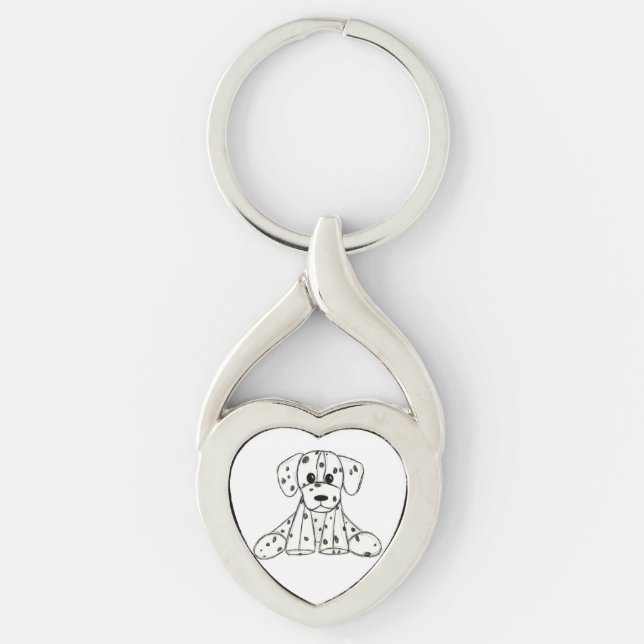 Porte-clés Dessin simple de contour de chien en peluche dalma (Devant)